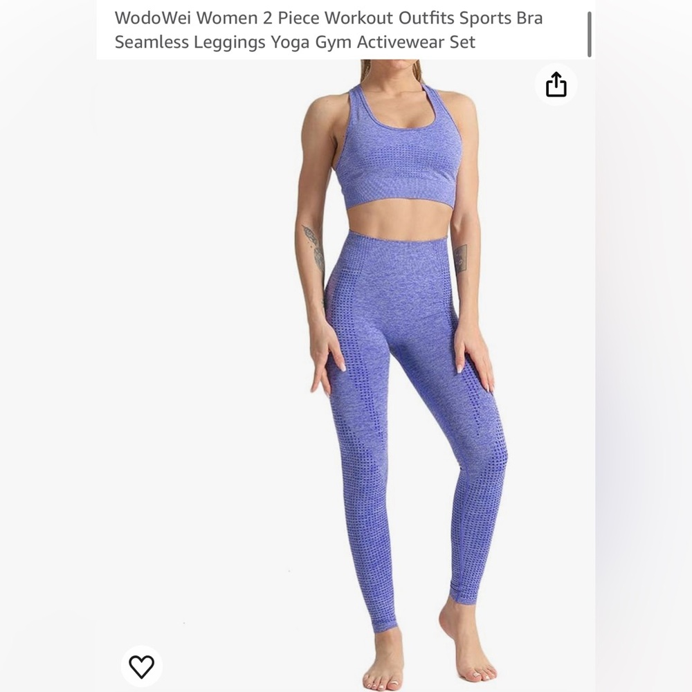Purple workout set with leggings and sports bra